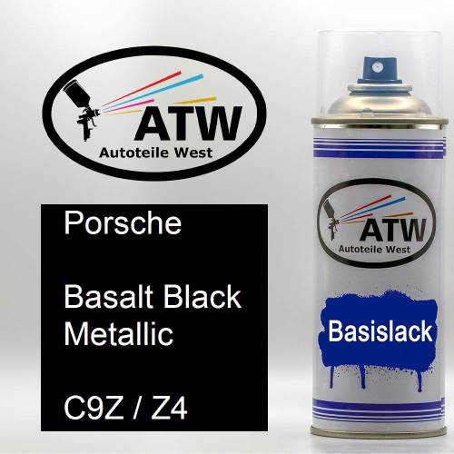 Porsche, Basalt Black Metallic, C9Z / Z4: 400ml Sprühdose, von ATW Autoteile West.